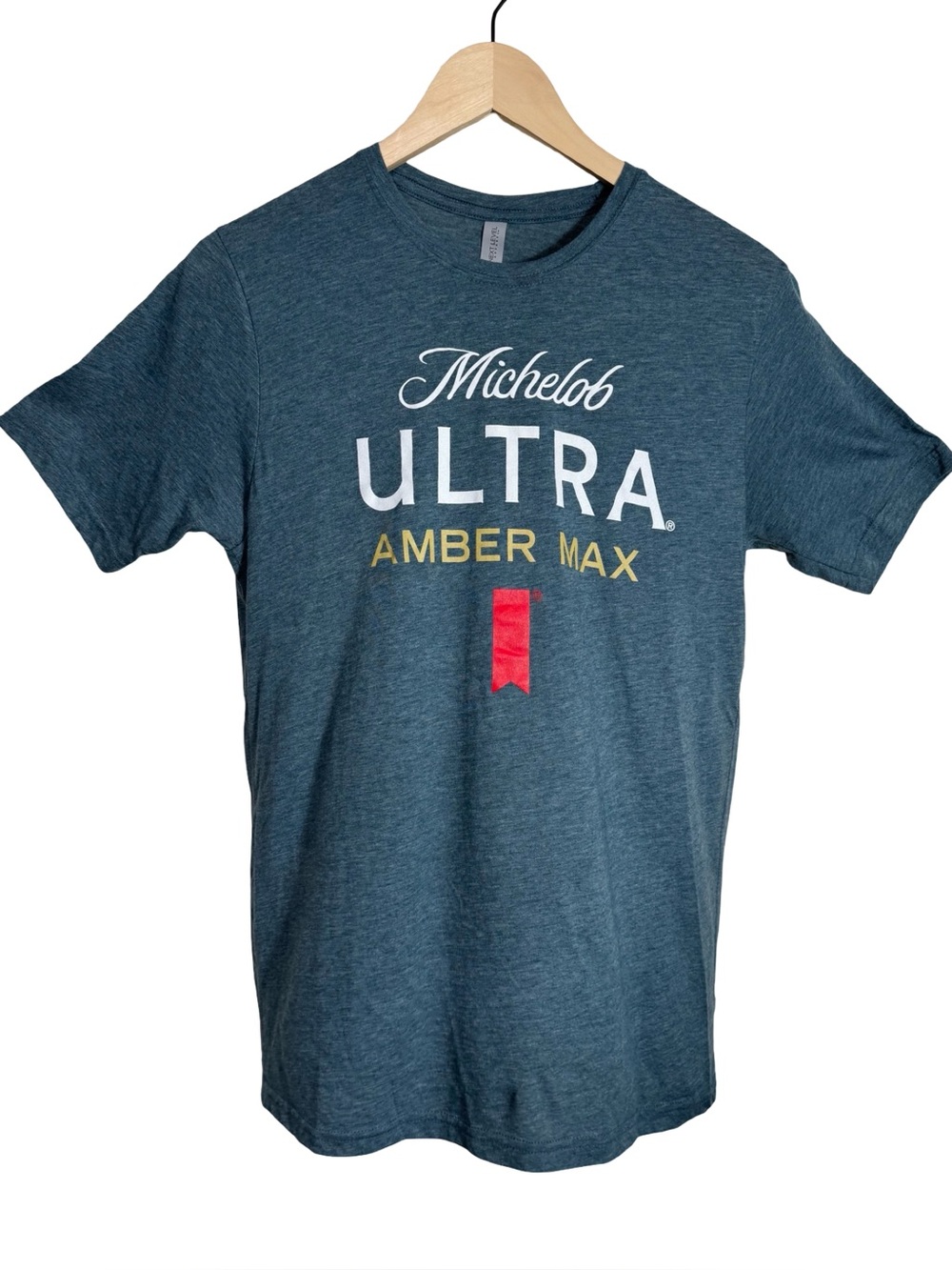 Michelob Ultra Amber Max‎ Blue Short Sleeve Shirt Crew Neck Unisex Medium